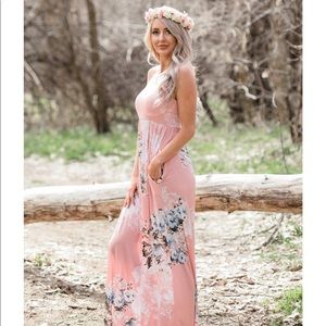 Saved by the Dress Light Pink Sleeveless Floral Print Casual Long Dress